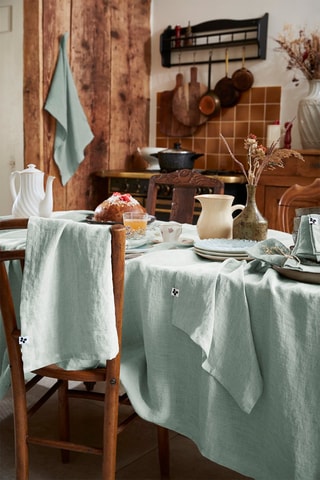 Nappe rectangulaire en lin Solide Eucalyptus