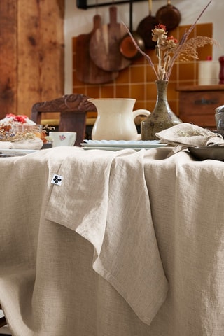 Nappe rectangulaire en lin Solide - Sable