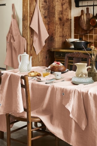 Nappe rectangulaire en lin Soline - Rose
