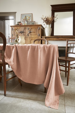 Nappe rectangulaire en lin Soline - Rose