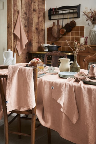 Nappe rectangulaire en lin Soline - Rose
