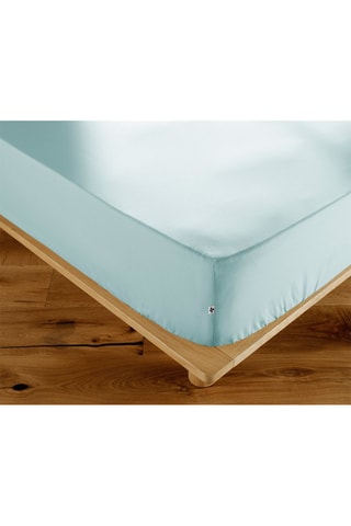 Drap-housse en coton 57 fils/cm² 
Ambre - Bleu craie