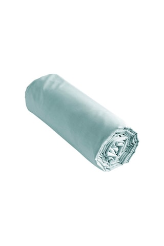 Drap-housse en coton 57 fils/cm² 
Ambre - Bleu craie