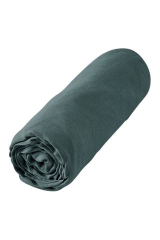 Drap-housse en lin Soline Gris foncé