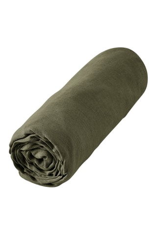 Drap-housse en lin Soline Kaki