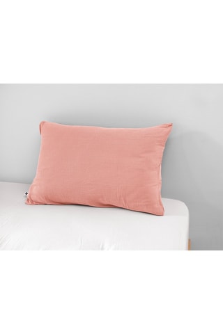 Taie d'oreiller en coton Gaïa Rose pêche