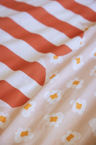 Parure de couette en coton Fresh popcorn - Orange et écru