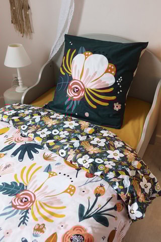 Parure de couette en coton Champêtre - Blanc et vert