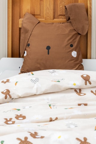 Parure de couette en coton 57 fils/cm² Pompon - Rose pâle et marron
