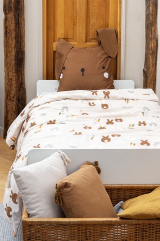 Parure de couette en coton 57 fils/cm² Pompon - Rose pâle et marron