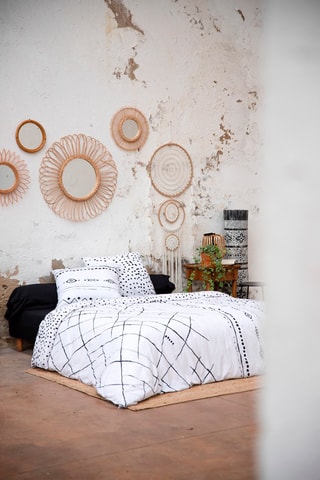 Parure de couette en coton 57 fils/cm² Ikat - Blanc