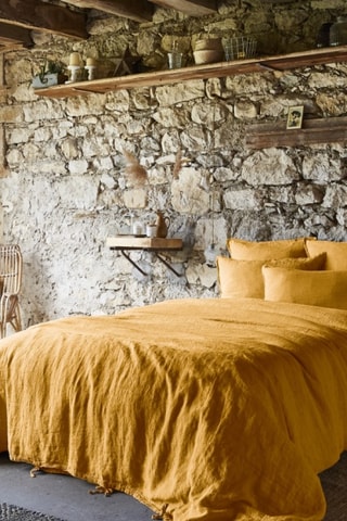 Housse de couette en lin Soline - Jaune