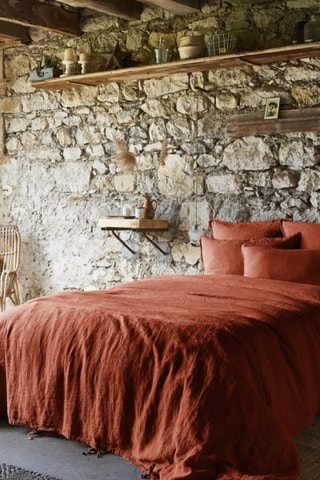 Housse de couette en lin Soline - Orange