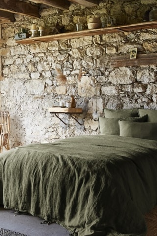 Housse de couette en lin Soline - Kaki