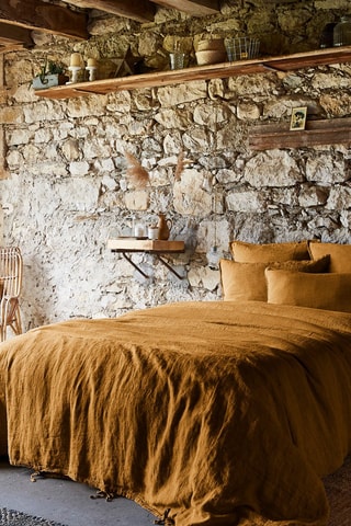 Housse de couette en lin Soline Caramel