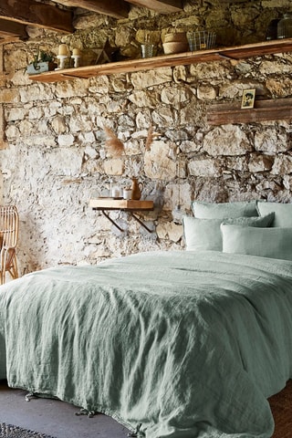 Housse de couette en lin Soline Eucalyptus