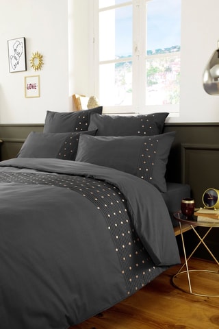Housse de couette en coton 57 fils/cm² Agathe - Poivre