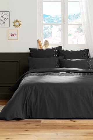 Housse de couette en coton 57 fils/cm² Agathe - Poivre