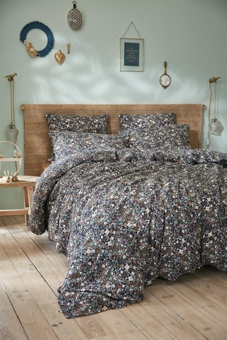 Housse de couette en gaze de coton 125 g/m² - Capucine - Bleu marine