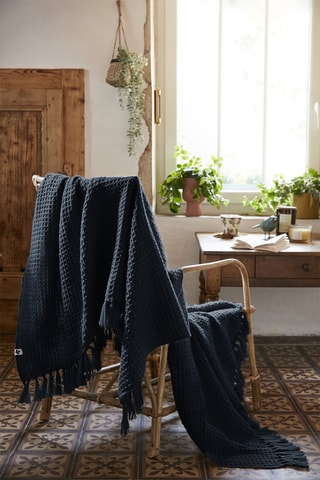 Plaid Gabin - Bleu foncé - 180 x 220 cm
