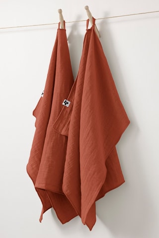 2 essuie-mains en coton 125 g/m² Gaïa - Terracotta - 50 x 70 cm