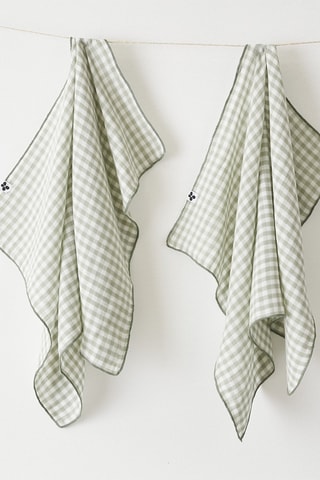 2 torchons Vickie - Vert et blanc
