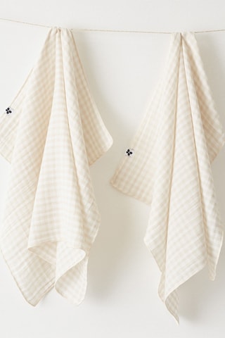 2 torchons Vickie - Beige et blanc