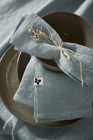 3 serviettes de table en lin Soline - Bleu