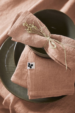 3 serviettes de table en lin Soline - Vieux rose
