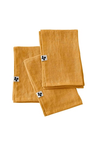 3 serviettes en lin lavé Soline Moutarde - 40 x 40 cm
