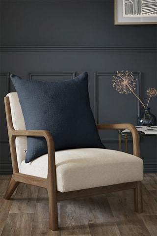 Coussin déhoussable en gaze de coton 210 gr/m²  Sixtine - Minuit - 60 x 60 cm