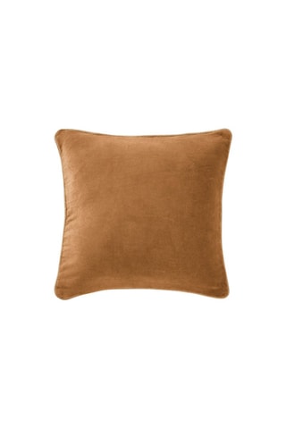 Coussin déhoussable en velours de coton César - Camel - 45 x 45 cm