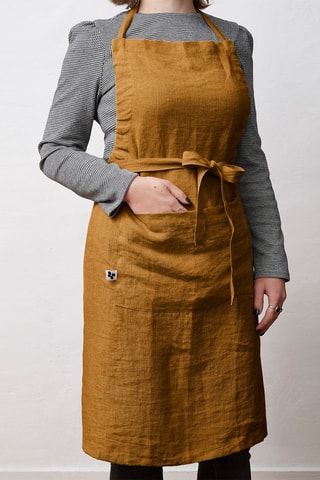 Tablier en lin Caramel