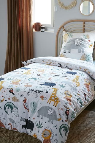 Parure de couette en coton 57 fils/cm² Savane - Gris et bleu