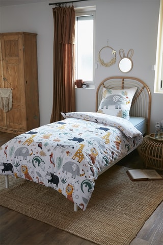 Parure de couette en coton 57 fils/cm² Savane - Gris et bleu