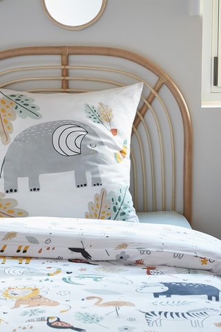 Parure de couette en coton 57 fils/cm² Savane - Gris et bleu