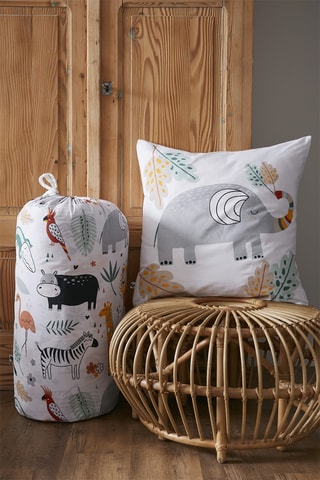 Parure de couette en coton 57 fils/cm² Savane - Gris et bleu