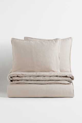 Parure de couette en lin Olivia - Beige
