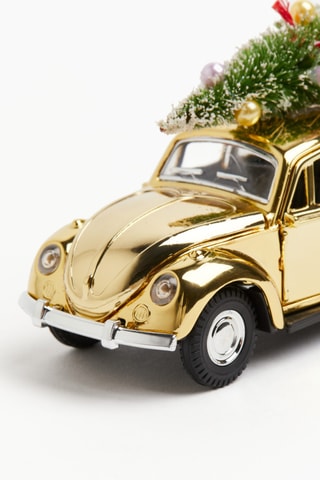 Décoration HD Xmas car - 12,5 x 8 x 5 cm - Doré et vert foncé