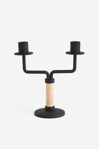 Rotan Kandelaar Meera Sneh - 18 cm - Zwart
