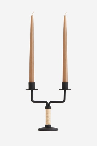 Rotan Kandelaar Meera Sneh - 18 cm - Zwart