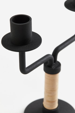 Rotan Kandelaar Meera Sneh - 18 cm - Zwart