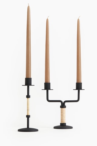 Rotan Kandelaar Meera Sneh - 18 cm - Zwart