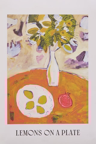 Affiche Lemons on a Plate - 50 x 70 cm