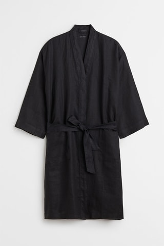 Peignoir en lin Olivia - Noir