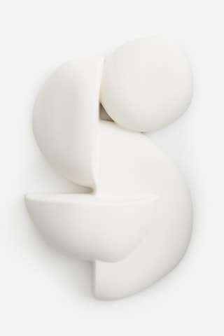 Aardewerk Wanddecoratie Bobby -  19,4 x 30 x 6 cm - Wit