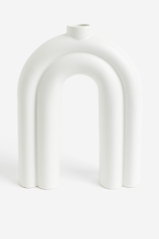 Geëmailleerd Aardewerk Vaas Archer - 28 cm - Wit
