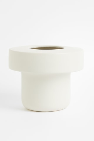 Geëmailleerd Aardewerk Vaas Ziggy - 21,9 cm - Wit