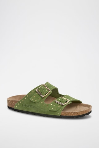 Mules en nubuck - Vert