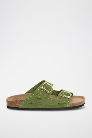 Mules en nubuck - Vert